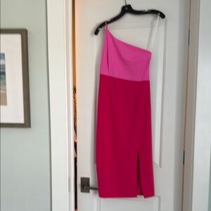 Petal & Pup Fuchsia and Pink One-Shoulder Dress